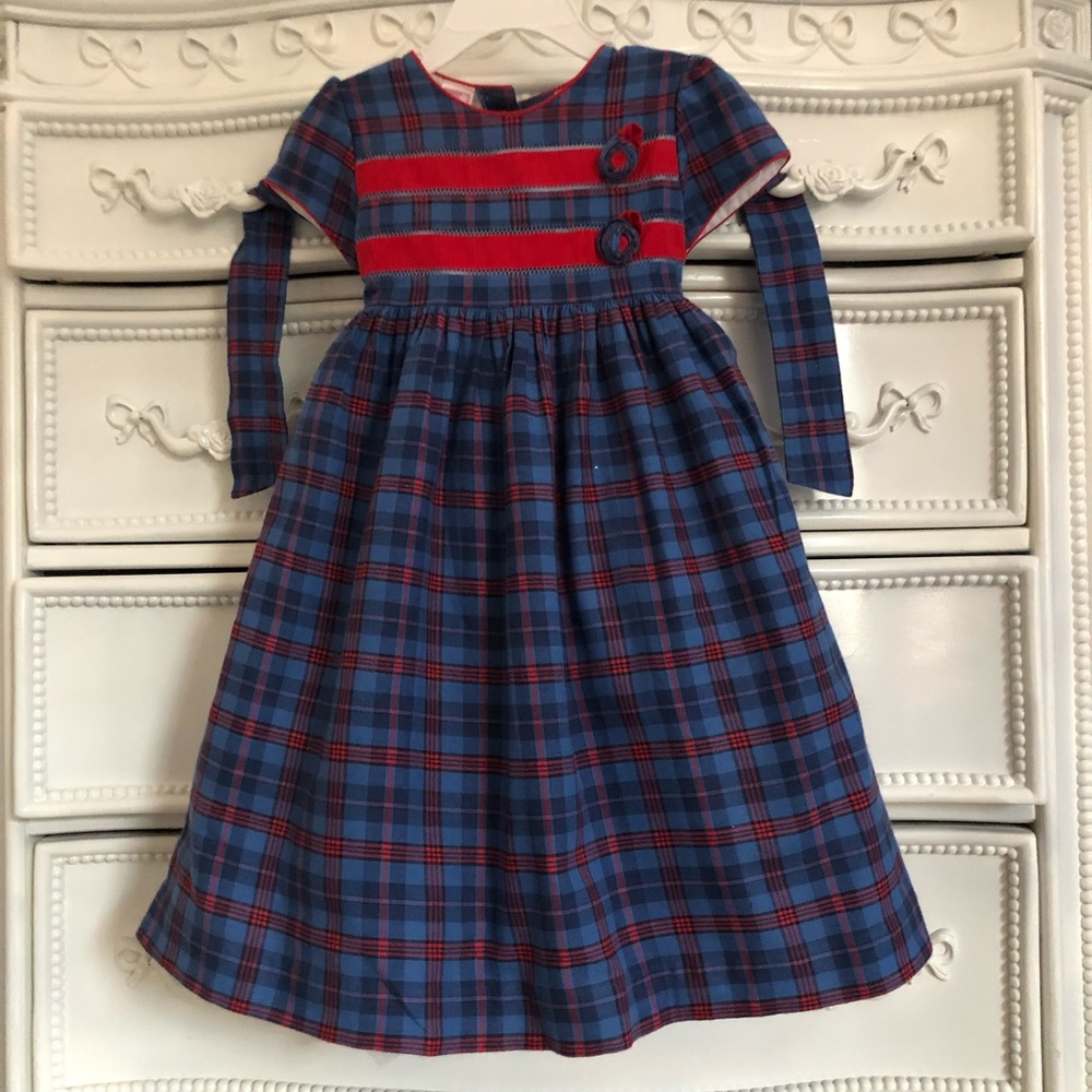 Will’Beth Plaid Flannel Dress blue red size 4t